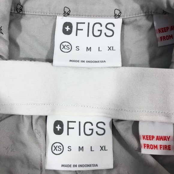 Figs Gray Heartbeat Heart Summer Loungewear Sleep PJ Pajama Top Short Set - Picture 4 of 7